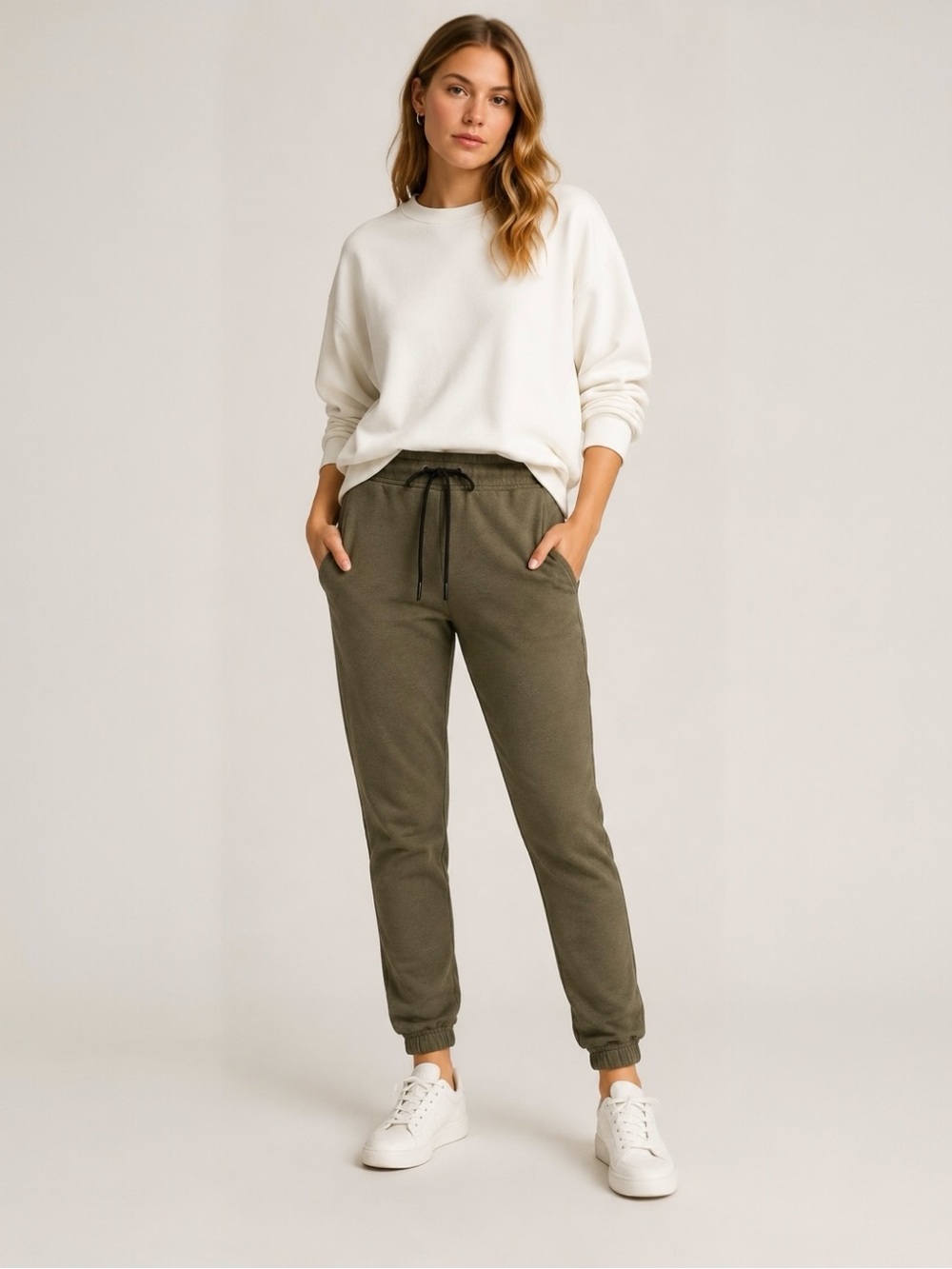 Cotton Citizen Milan Jogger Pants Olive Fern Cotton Women's Drawstring Waist XS